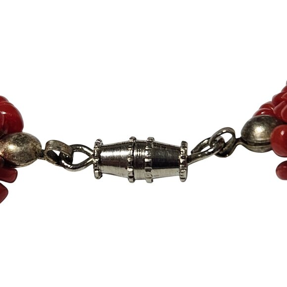 Elegant Retro Red Seed Beaded Chunky Necklace Multi Strand Fashion Jewelry Women - Picture 3 of 5